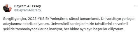 2023-YKS ek yerleştirme sonuçları açıklandı