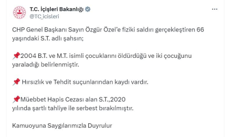 Özgür Özel'e saldıran şüpheli, Hatay'da 2 çocuğunu öldürmüş