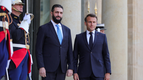 Fransa Cumhurbaşkanı Macron ve Suriye Cumhurbaşkanı Şara bir araya geldi