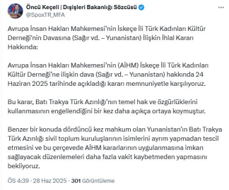 Dışişleri Sözcüsü Keçeli: AİHM'in kararını memnuniyetle karşılıyoruz