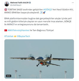 Yeni Nesil Güdüm Kiti 'GÖKÇE' başarıyla ateşlendi