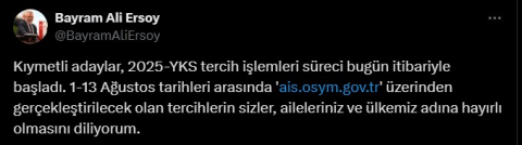 2025-YKS tercih işlemleri başladı