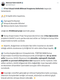 Bakan Kacır: 5'inci Ulusal Arktik Bilimsel Araştırma Seferi başarıyla tamamlandı