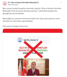 Aile ve Sosyal Hizmetler Bakanlığı’ndan '10 bin personel ataması' iddialarına yalanlama