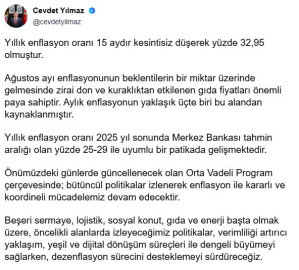 Cevdet Yılmaz: Enflasyonla kararlı mücadelemiz devam edecek